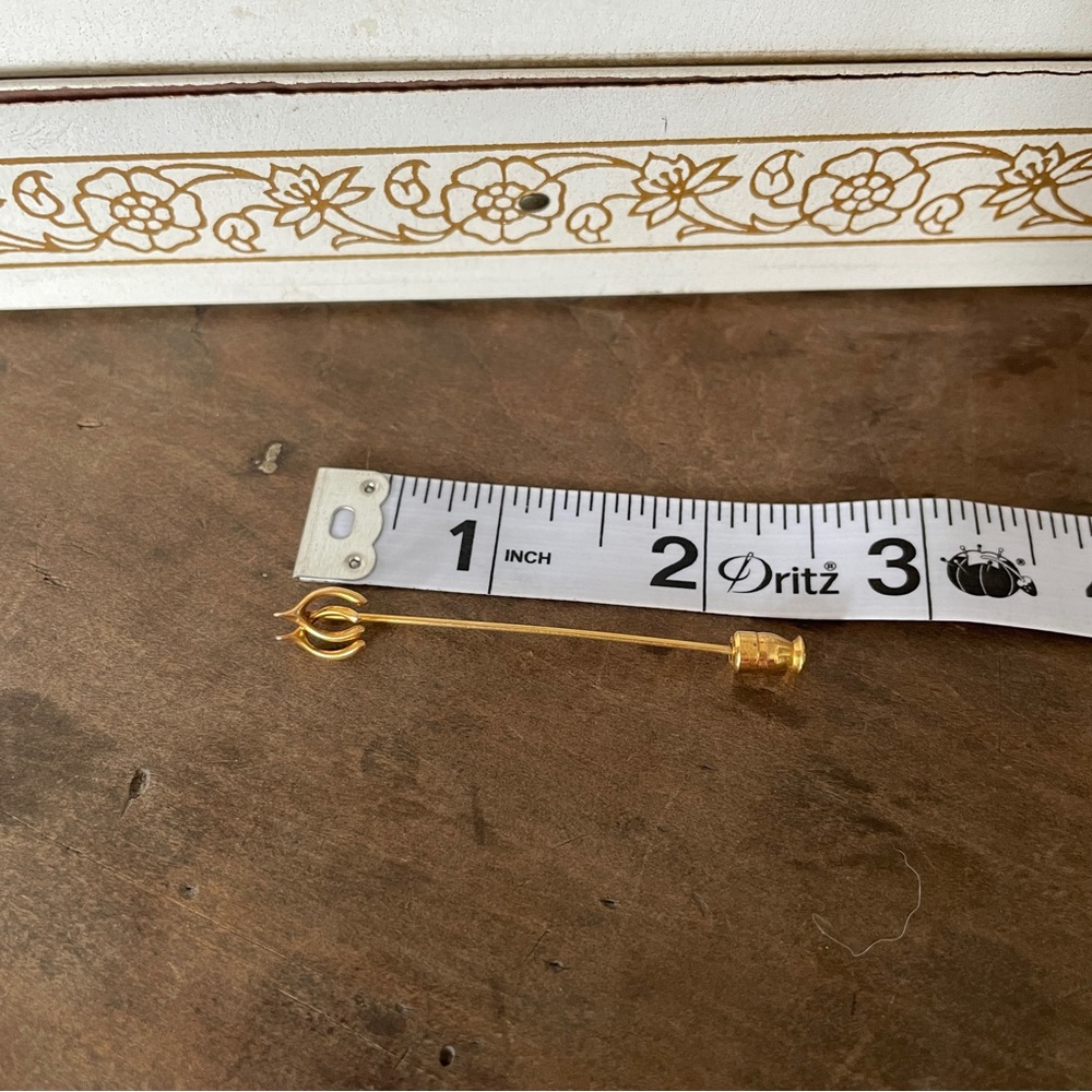 Antique 10K Gold Double Wishbone Stick Hat Pin